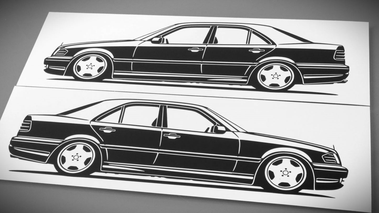 Mercedes Benz W202 C43 AMG C-Klasse Aufkleber Sticker Silhouette Fahrzeugansicht Links und Rechts