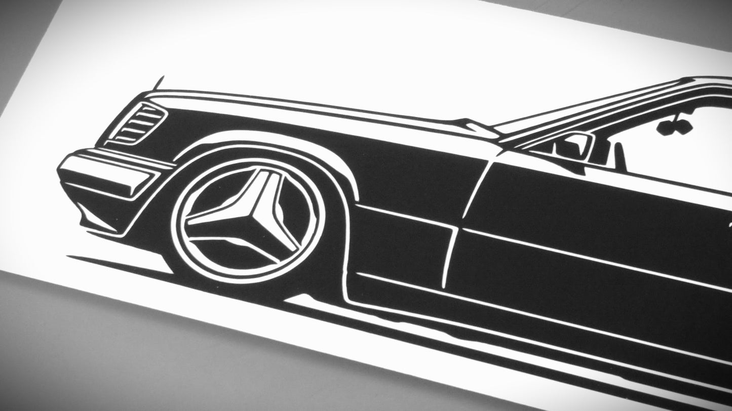 Mercedes Benz W124 Tuning Aufkleber Sticker Silhouette Detailansicht Front