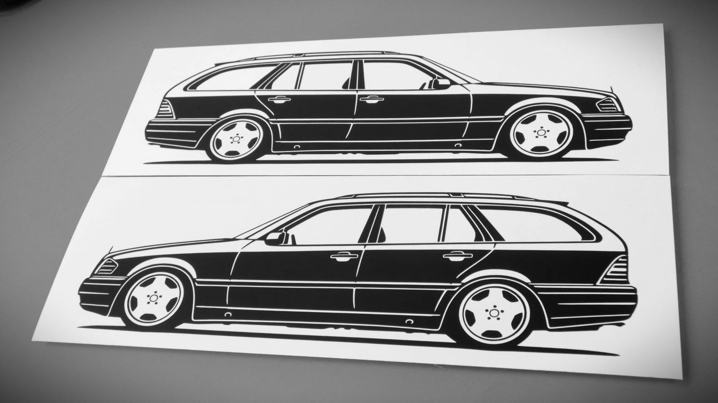 Mercedes Benz S202 C-Klasse T-Modell Aufkleber Sticker Silhouette Fahrzeugansicht Links und Rechts