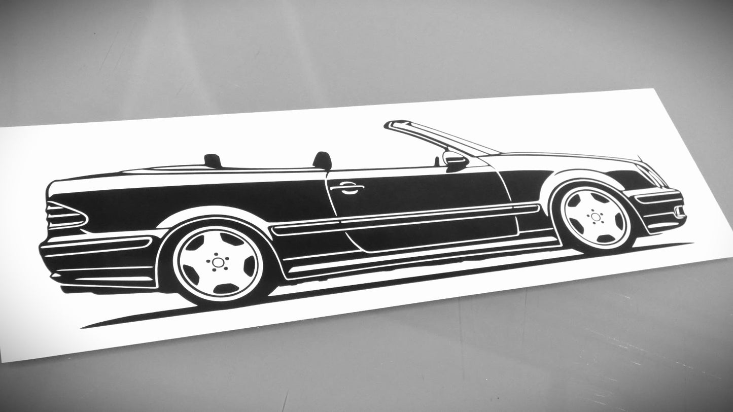 Mercedes Benz CLK A208 Cabrio Aufkleber Sticker Silhouette Fahrzeugansicht Rechts