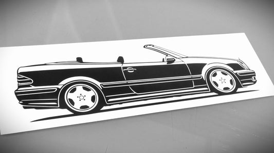 Mercedes Benz CLK A208 Cabrio Aufkleber Sticker Silhouette Fahrzeugansicht Rechts