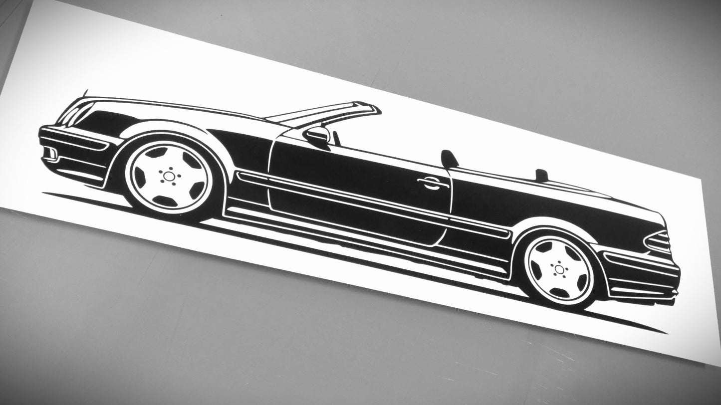 Mercedes Benz CLK A208 Cabrio Aufkleber Sticker Silhouette Fahrzeugansicht Links