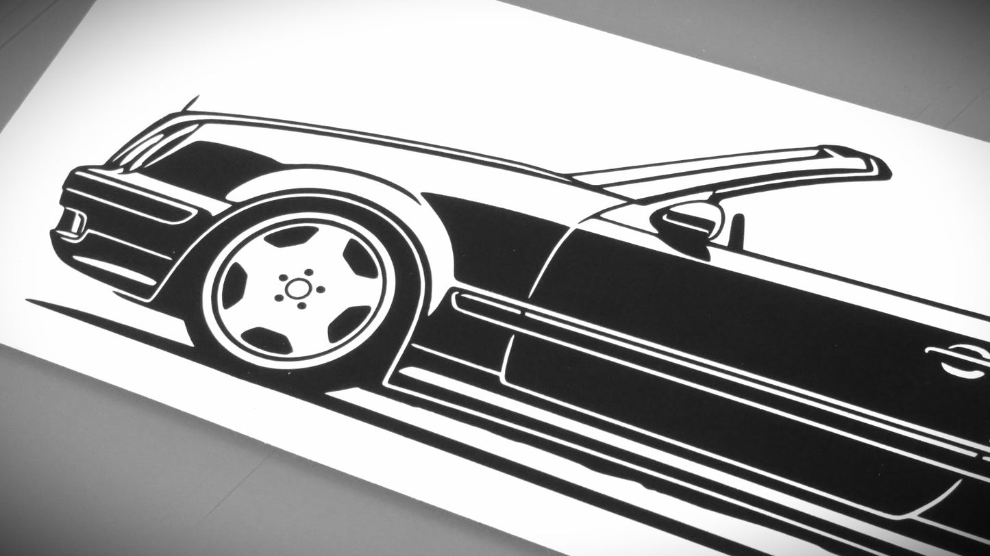 Mercedes Benz CLK A208 Cabrio Aufkleber Sticker Silhouette Detailansicht Front