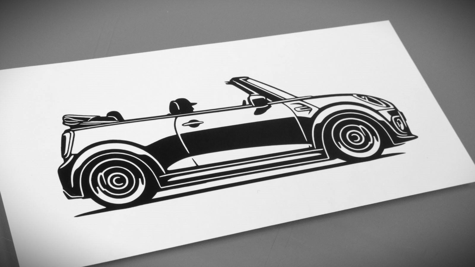 Mini Cooper S Cabrio Frontscheibenaufkleber Sticker Silhouette Fahrzeugseitenansicht Rechts