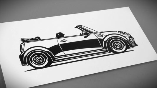 Mini Cooper S Cabrio Frontscheibenaufkleber Sticker Silhouette Fahrzeugseitenansicht Rechts