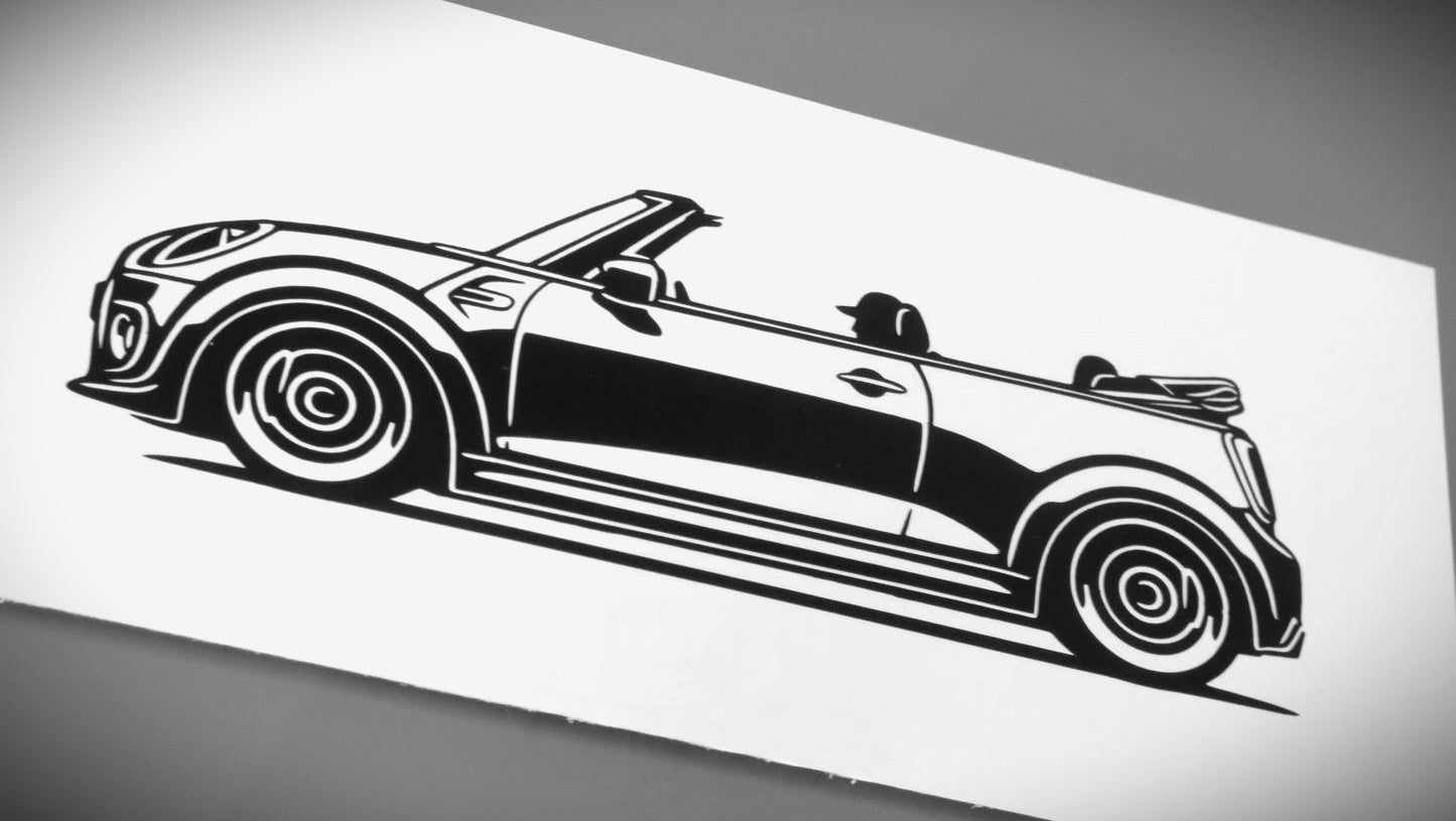Mini Cooper S Cabrio Frontscheibenaufkleber Sticker Silhouette Fahrzeugseitenansicht Links