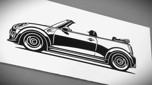 Mini Cooper S Cabrio Frontscheibenaufkleber Sticker Silhouette Fahrzeugseitenansicht Links