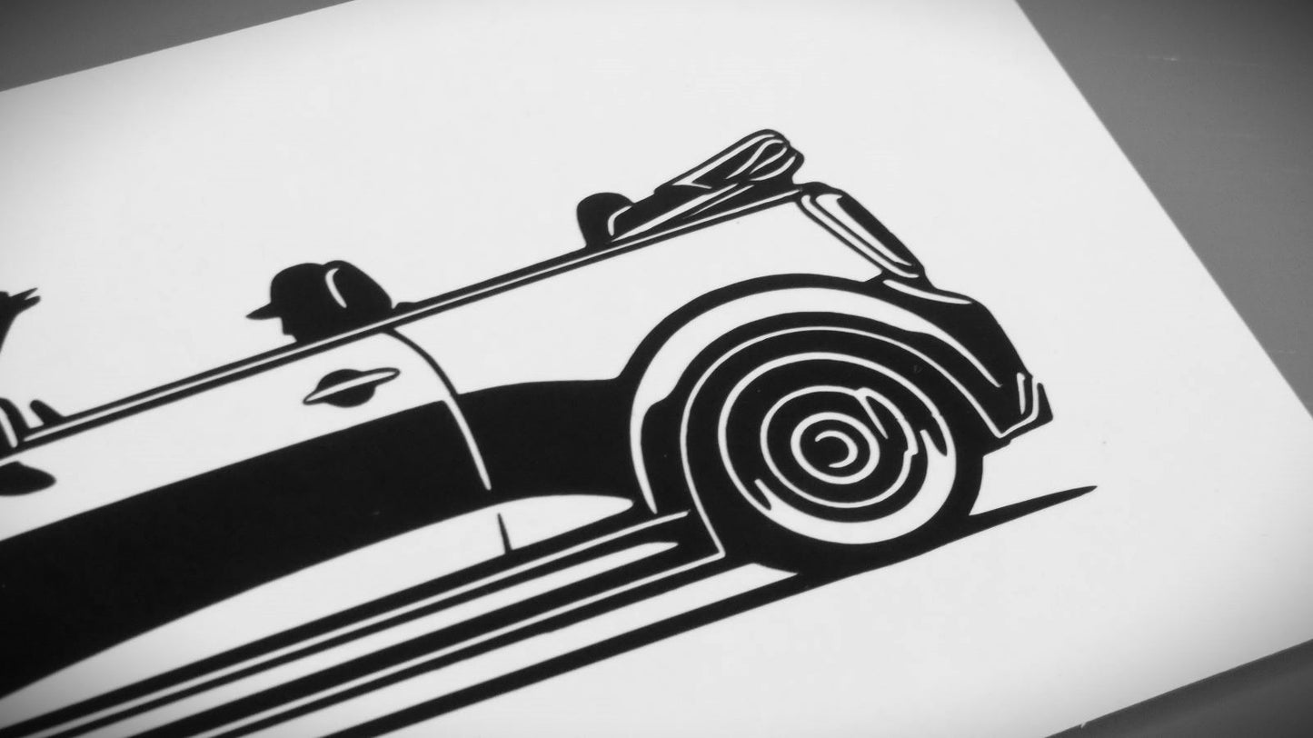 Mini Cooper S Cabrio Frontscheibenaufkleber Sticker Silhouette Detailansicht Heck