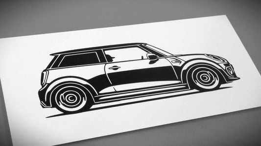 Mini Cooper S  Frontscheibenaufkleber Sticker Silhouette Fahrzeugseitenansicht Rechts