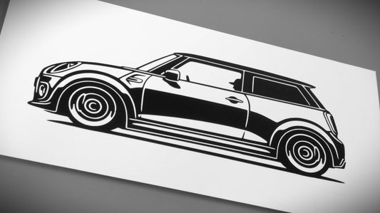 Mini Cooper S  Frontscheibenaufkleber Sticker Silhouette Fahrzeugseitenansicht Links