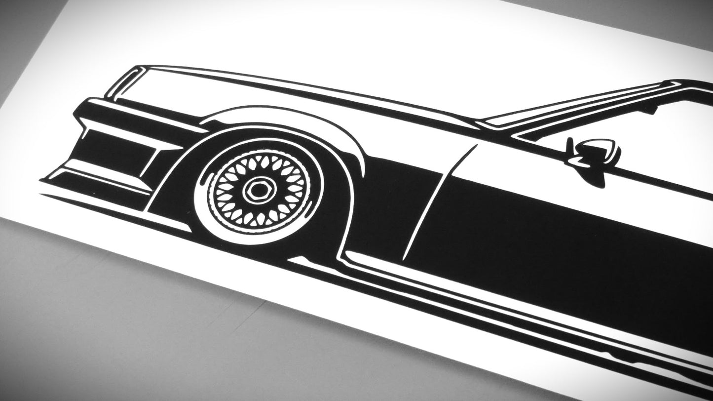 Opel Manta B GTE GSi BBS Aufkleber Sticker Silhouette Detailansicht Front