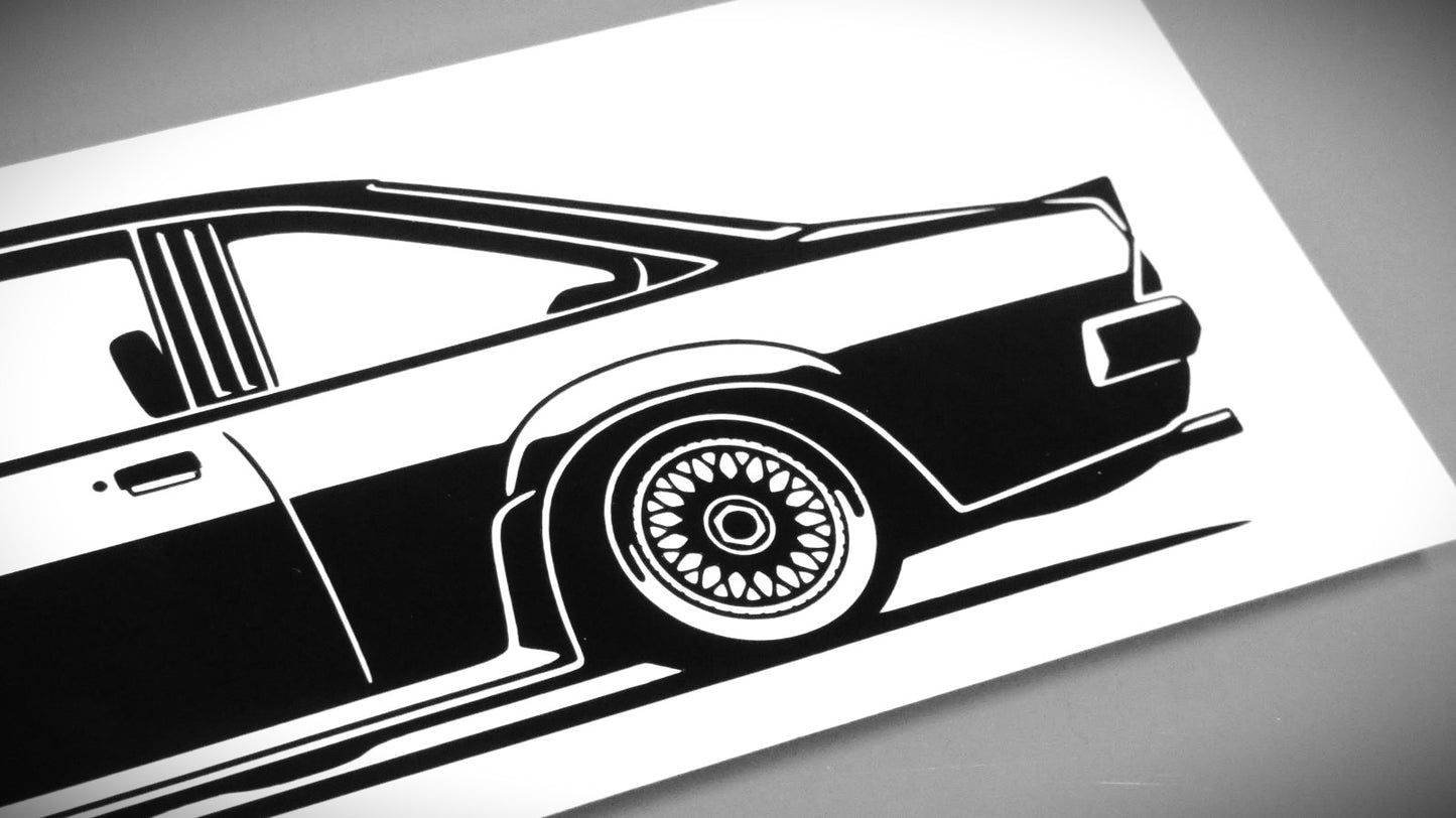 Opel Manta B GTE GSi BBS Aufkleber Sticker Silhouette Detailansicht Heck