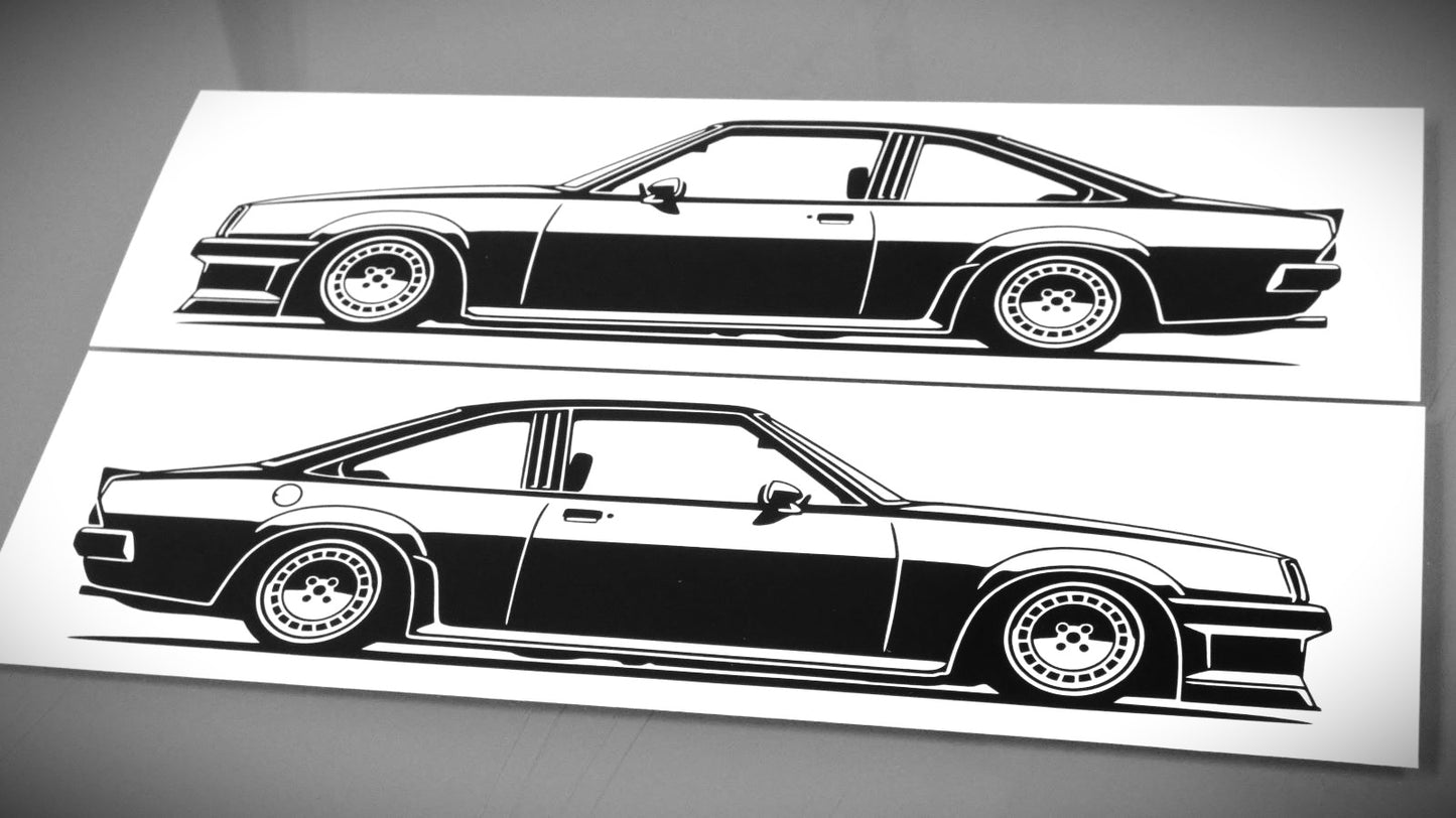 Opel Manta B GTE GSi Schmidt TH Line Aufkleber Sticker Silhouette Fahrzeugansicht Links und Rechts
