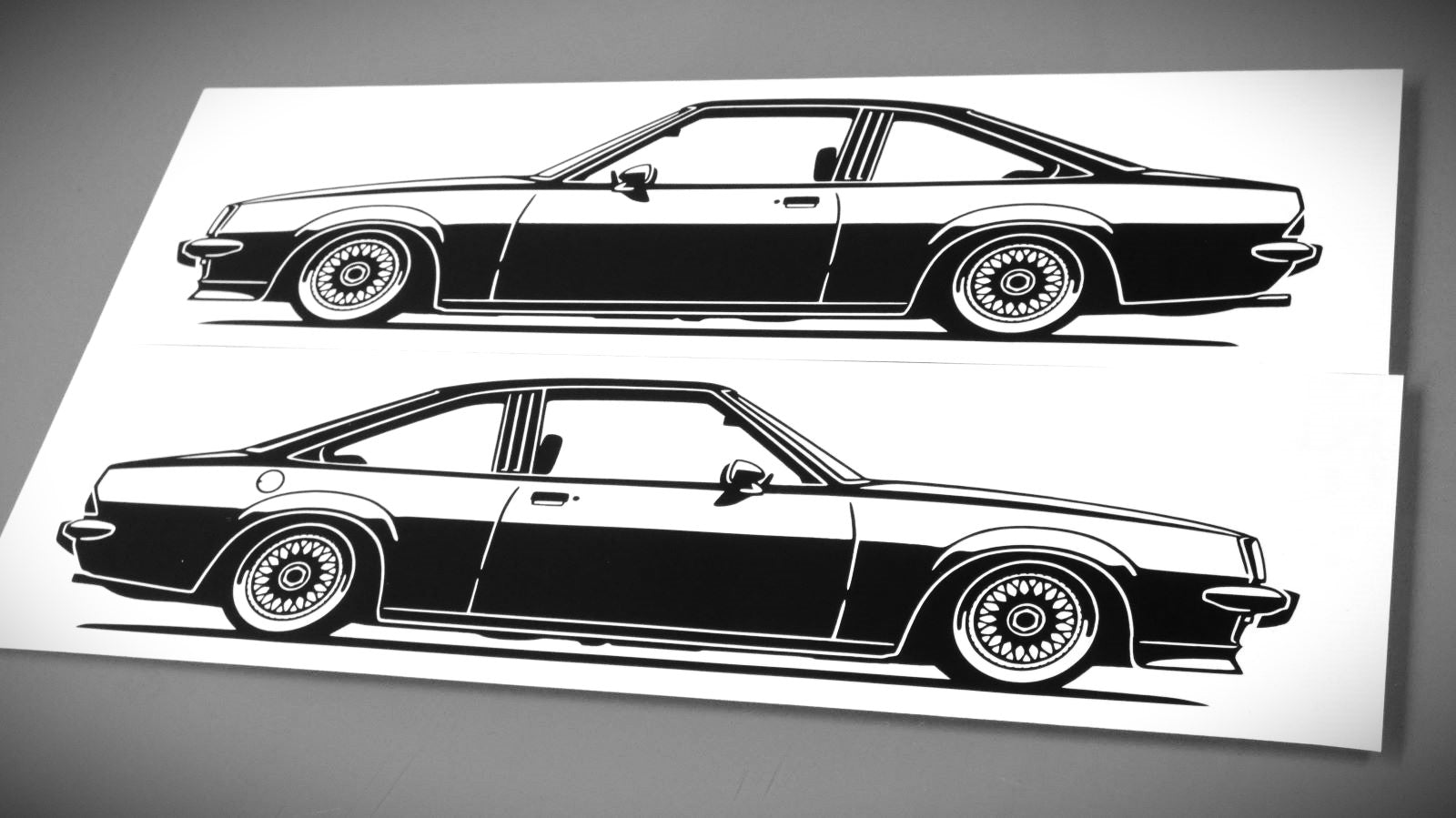 Opel Manta B GTE Serie 1 Tuning Aufkleber Sticker Silhouette Fahrzeugansicht Links und Rechts