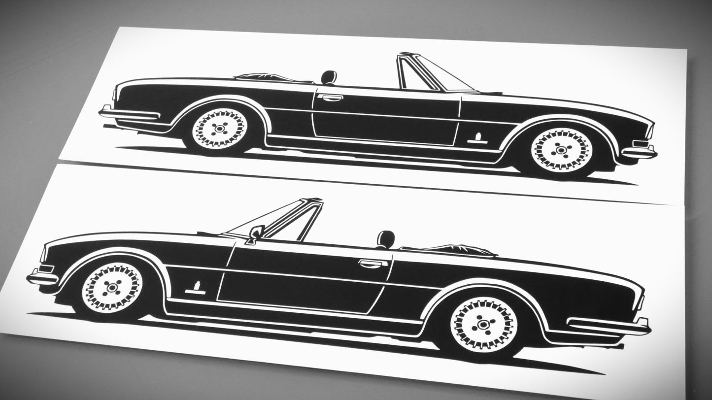 Peugeot 504 Cabrio Aufkleber Sticker Silhouette Fahrzeugansicht Links und Rechts