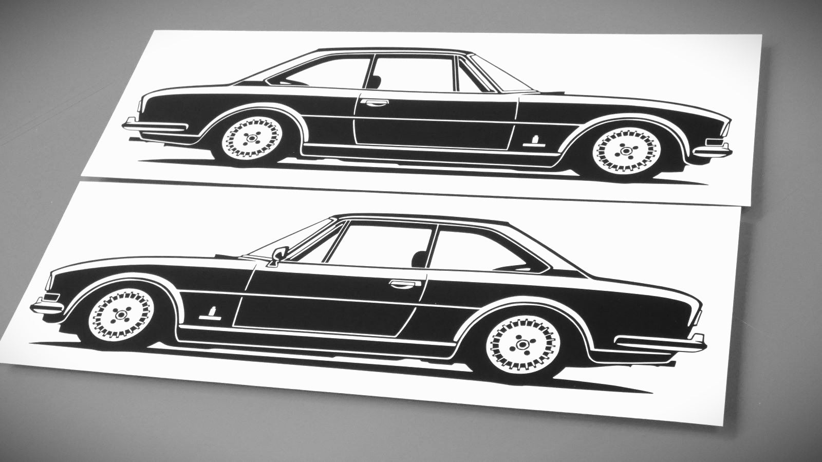 Peugeot 504 Coupé Aufkleber Sticker Silhouette Fahrzeugansicht Links und Rechts