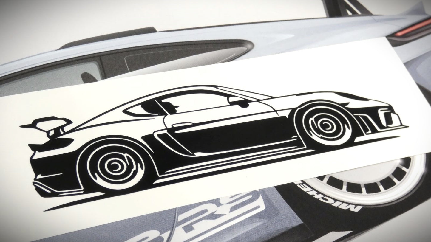 Porsche 718 Cayman GT4 RS  Frontscheibenaufkleber Sticker Silhouette Fahrzeugseitenansicht Rechts