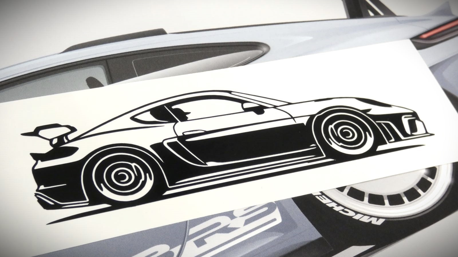 Porsche 718 Cayman GT4 RS  Frontscheibenaufkleber Sticker Silhouette Fahrzeugseitenansicht Rechts