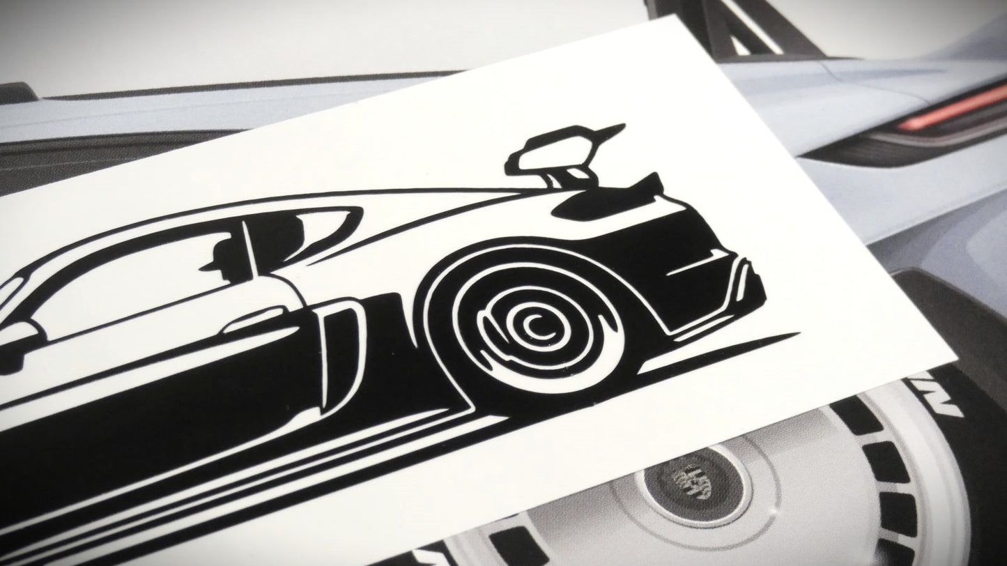Porsche 718 Cayman GT4 RS  Frontscheibenaufkleber Sticker Silhouette Detailansicht Heck