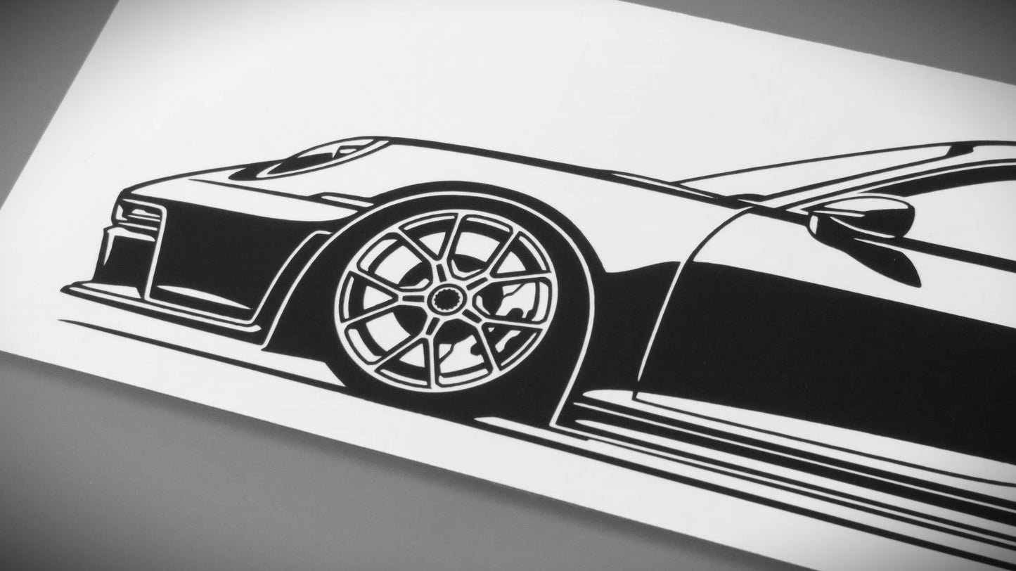 Porsche 911 992 GT3 Aufkleber Sticker Silhouette Detailansicht Front