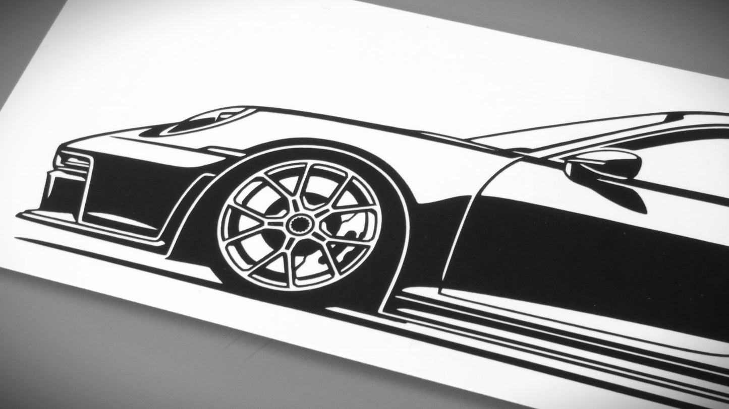 Porsche 911 992 GT3 Touring Aufkleber Sticker Silhouette Detailansicht Front