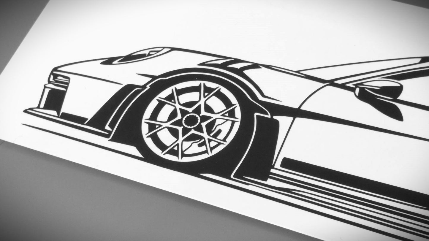 Porsche 911 992 GT3 RS Aufkleber Sticker Silhouette Detailansicht Front