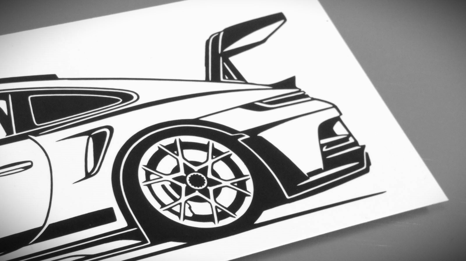 Porsche 911 992 GT3 RS Aufkleber Sticker Silhouette Detailansicht Heck
