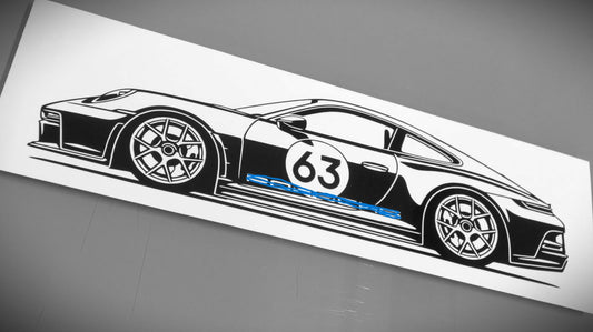 Porsche 911 992 ST mit Dekor Aufkleber Sticker Silhouette Fahrzeugansicht Links