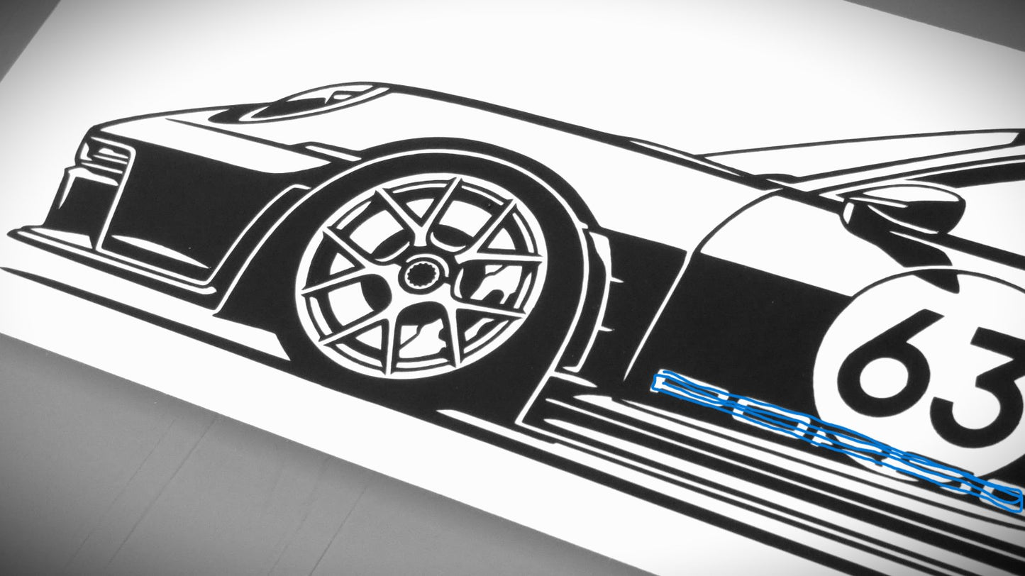 Porsche 911 992 ST mit Dekor Aufkleber Sticker Silhouette Detailansicht Front