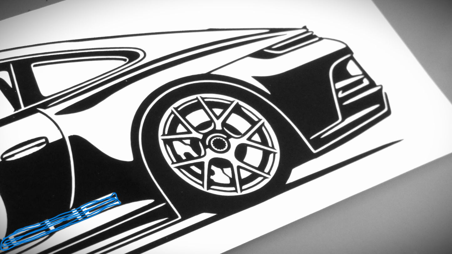 Porsche 911 992 ST mit Dekor Aufkleber Sticker Silhouette Detailansicht Heck