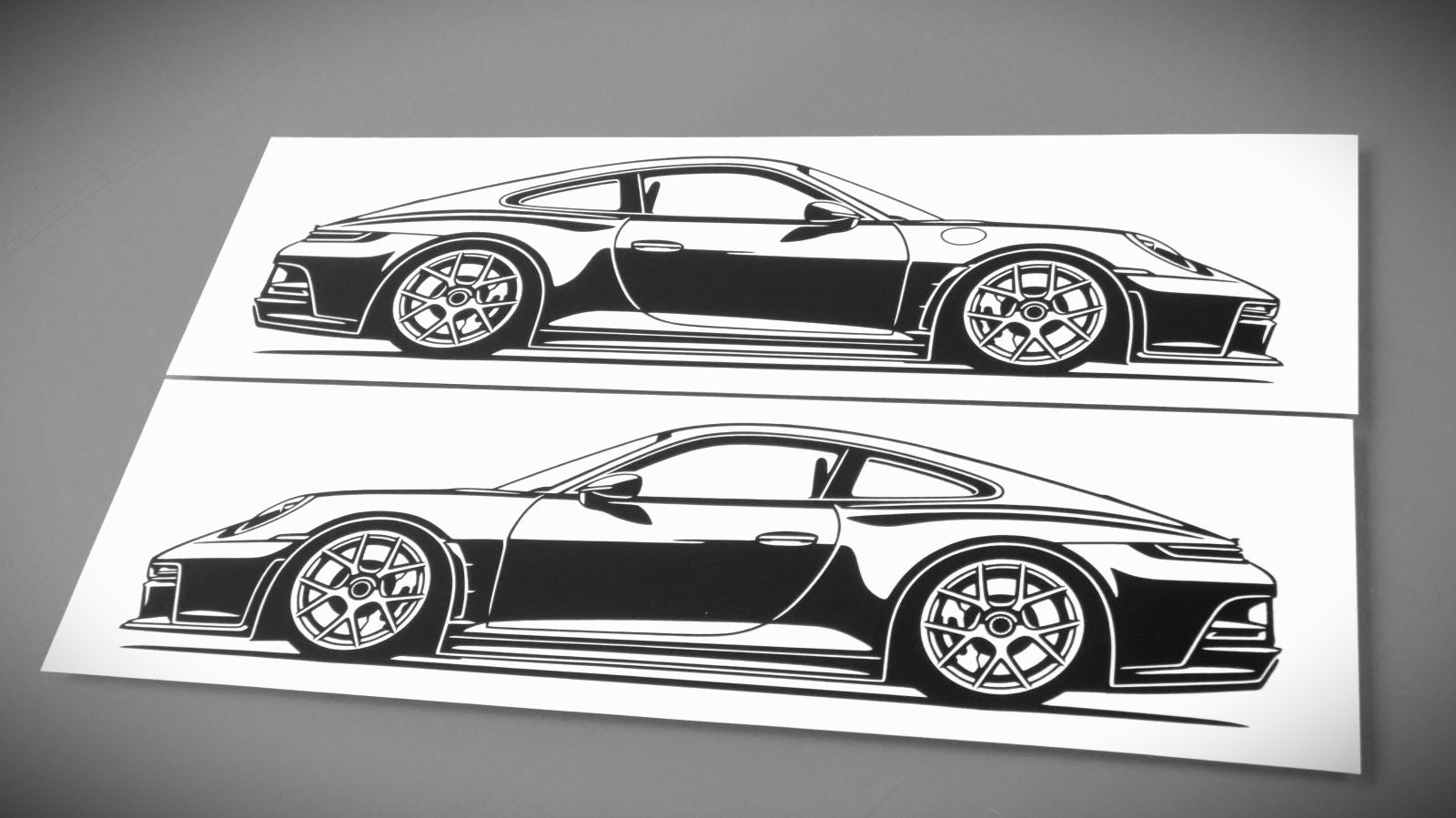 Porsche 911 992 ST Aufkleber Sticker Silhouette Fahrzeugansicht Links und Rechts