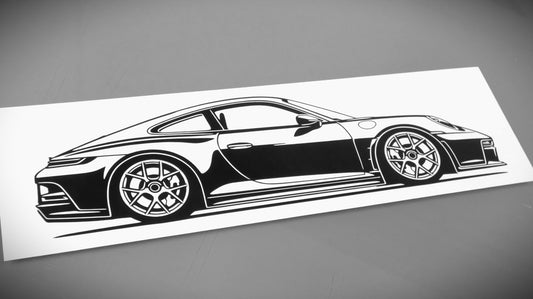 Porsche 911 992 ST Aufkleber Sticker Silhouette Fahrzeugansicht Rechts