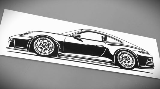 Porsche 911 992 ST Aufkleber Sticker Silhouette Fahrzeugansicht Links