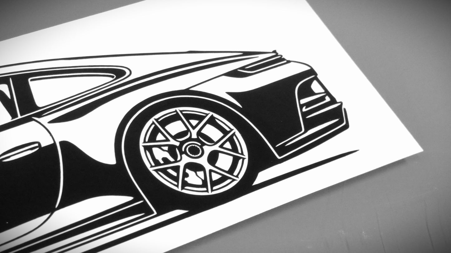 Porsche 911 992 ST Aufkleber Sticker Silhouette Detailansicht Heck