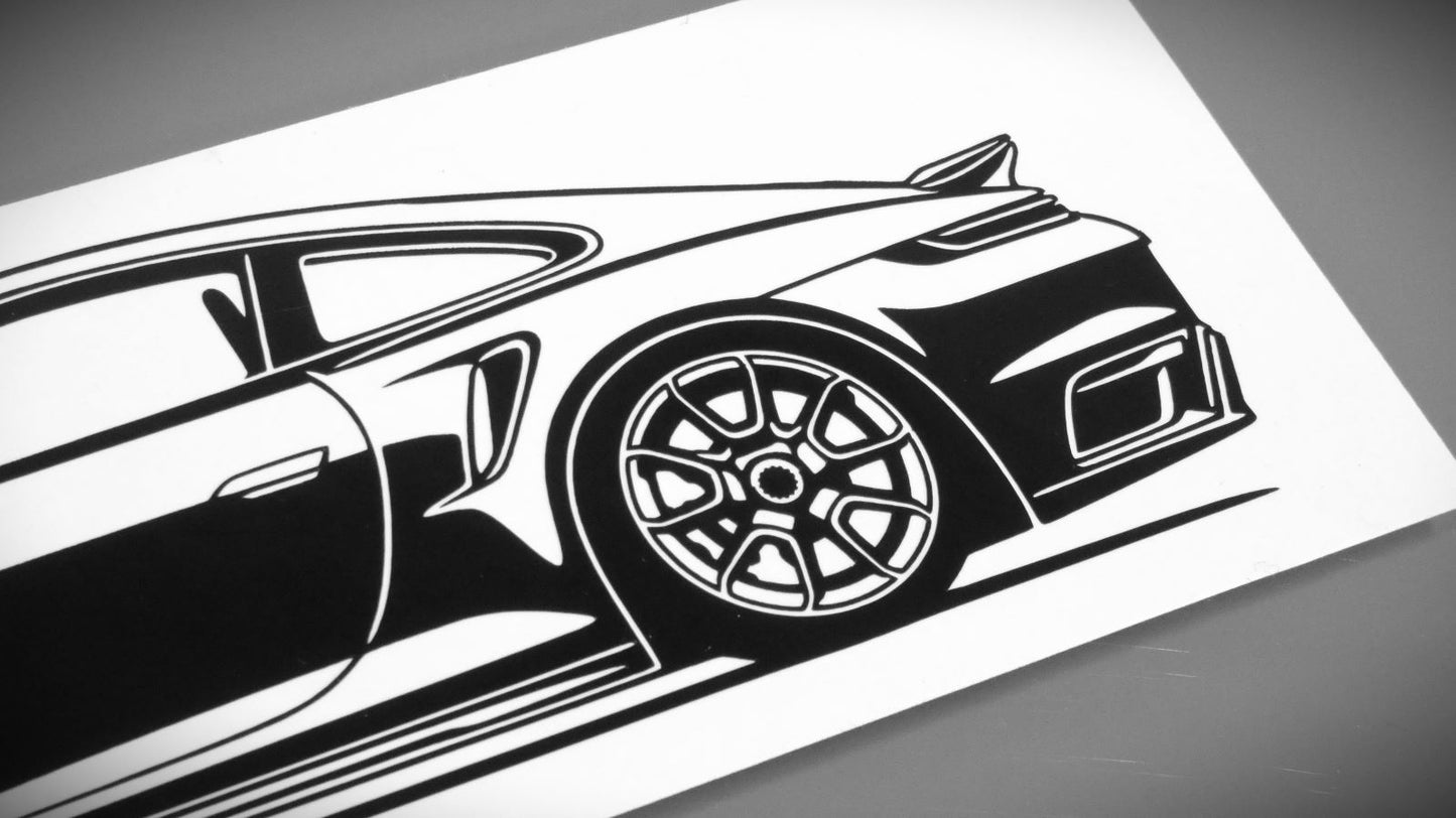 Porsche 911 992 Turbo Aufkleber Sticker Silhouette Detailansicht Heck