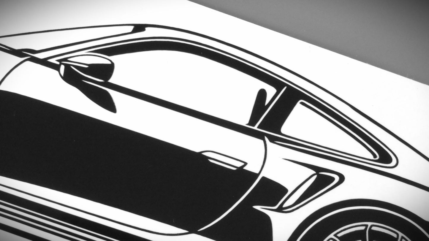 Porsche 911 992 Turbo Aufkleber Sticker Silhouette Detailansicht