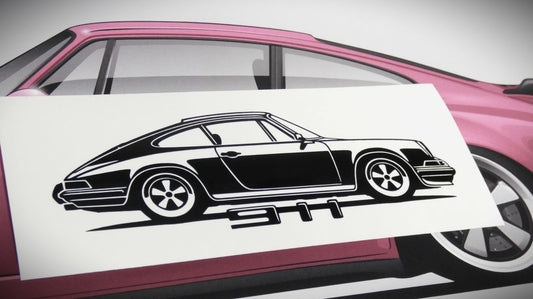Porsche 911 Carrera F Modell  Frontscheibenaufkleber Sticker Silhouette Fahrzeugseitenansicht Rechts