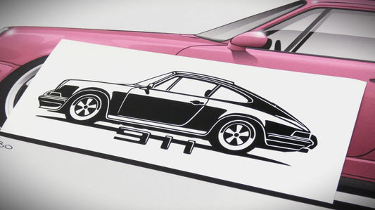 Porsche 911 Carrera F Modell  Frontscheibenaufkleber Sticker Silhouette Fahrzeugseitenansicht Links