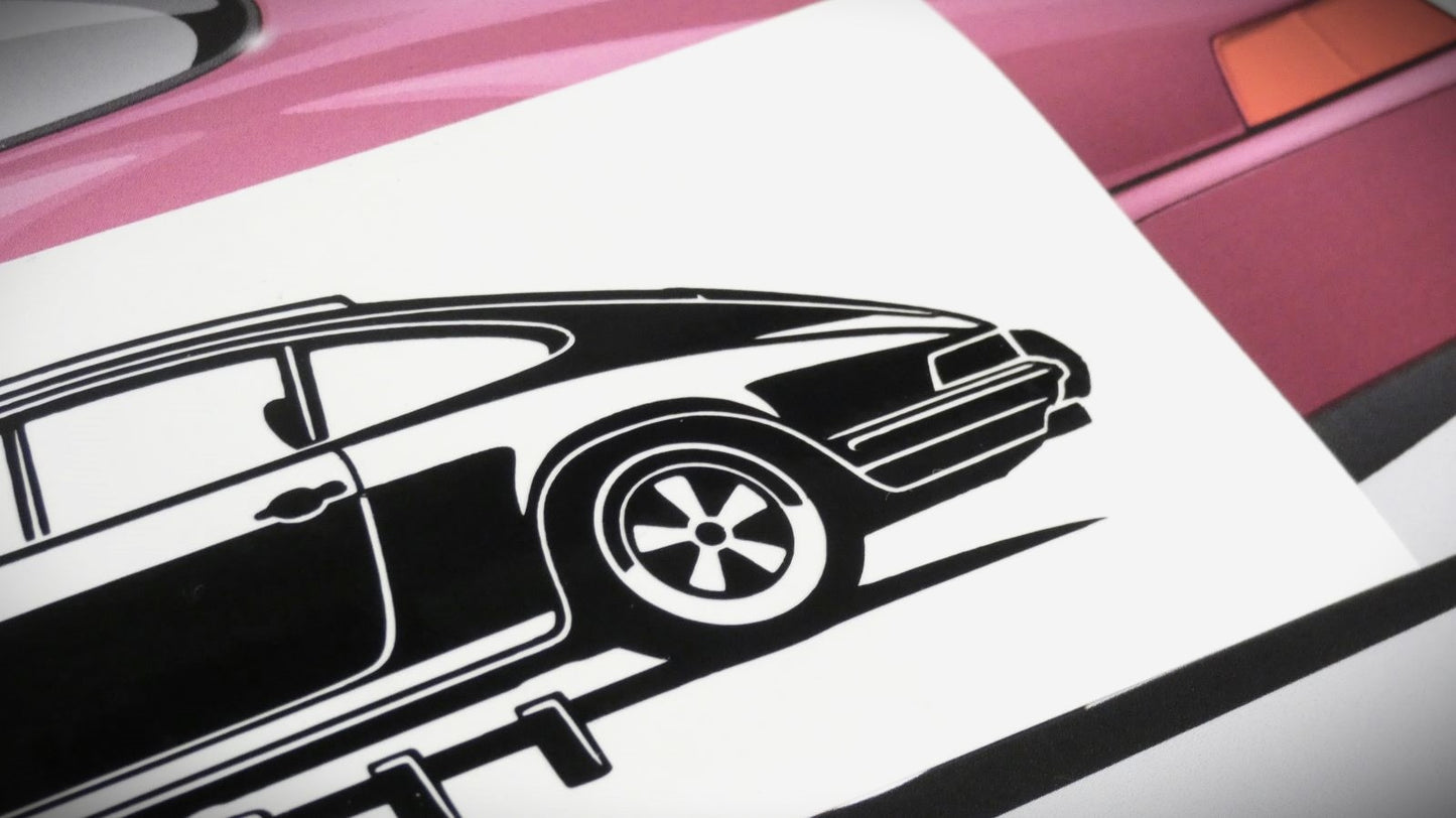 Porsche 911 Carrera F Modell  Frontscheibenaufkleber Sticker Silhouette Detailansicht Heck