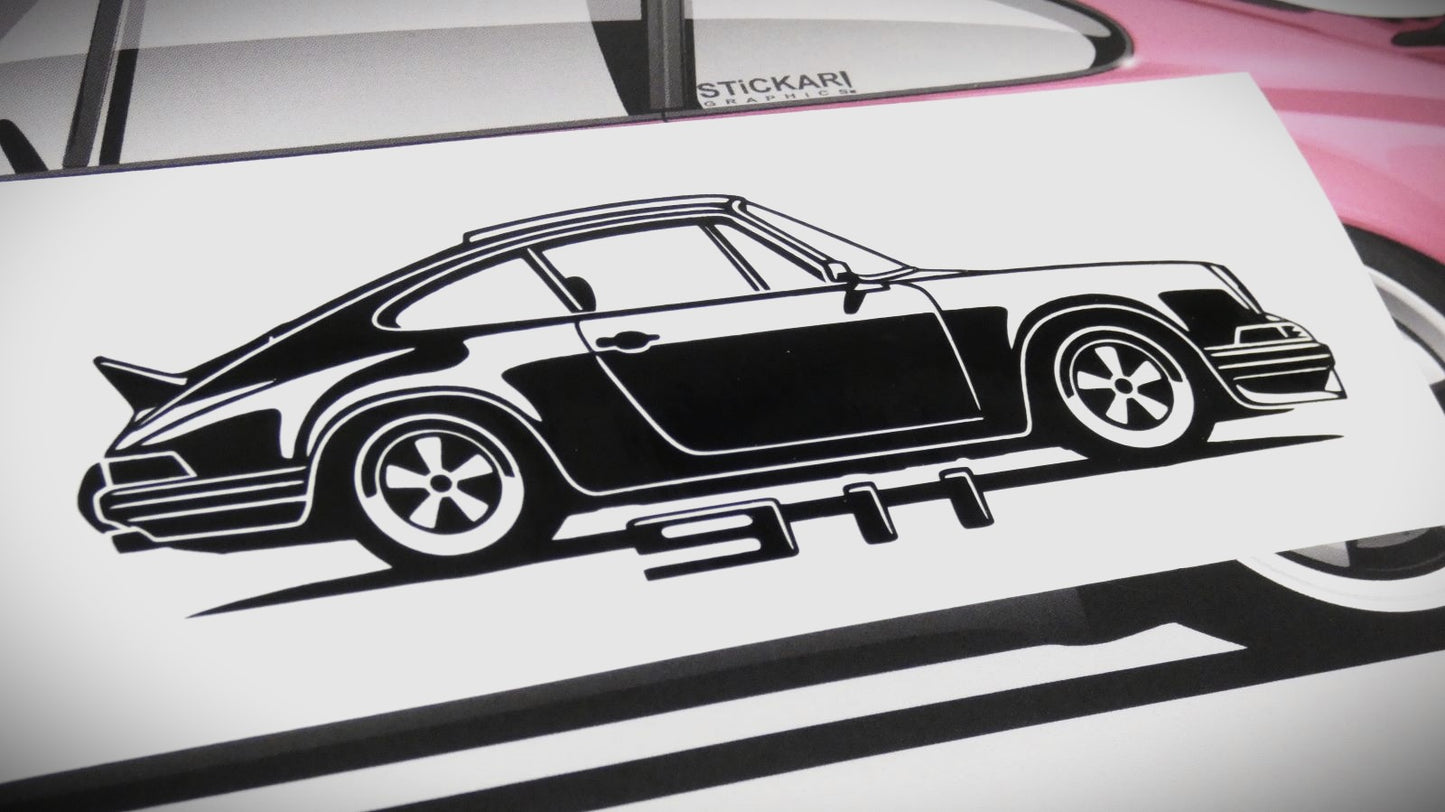 Porsche 911 Carrera RS F Modell  Frontscheibenaufkleber Sticker Silhouette Fahrzeugseitenansicht Rechts