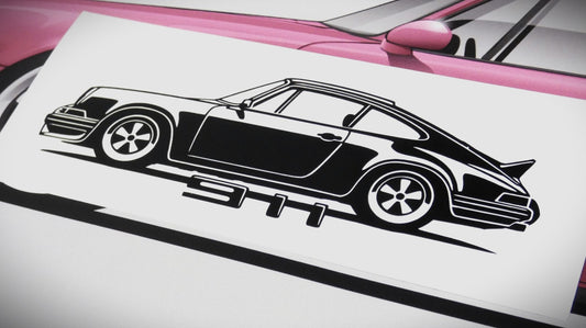 Porsche 911 Carrera RS F Modell  Frontscheibenaufkleber Sticker Silhouette Fahrzeugseitenansicht Links