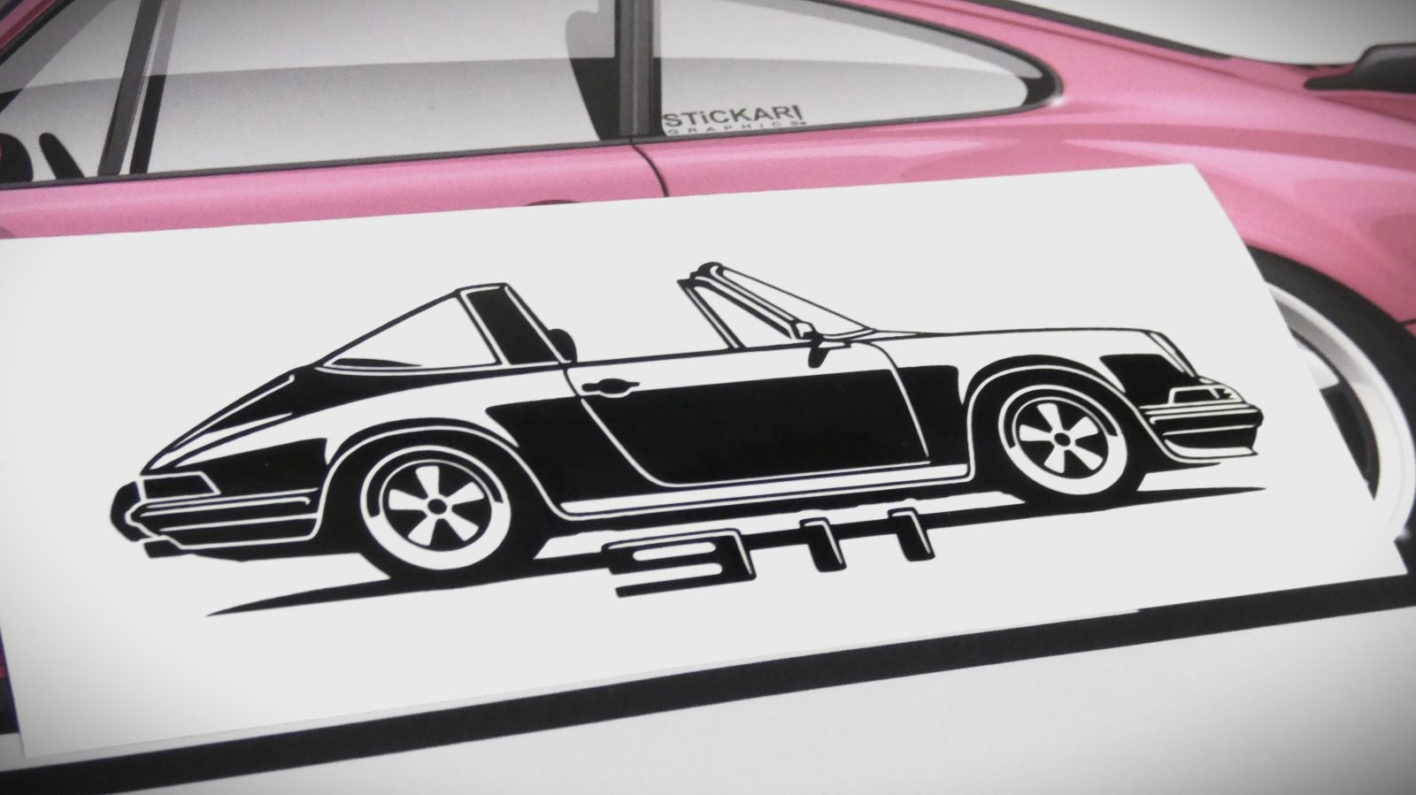 Porsche 911 Targa F Modell  Frontscheibenaufkleber Sticker Silhouette Fahrzeugseitenansicht Rechts