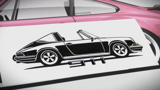 Porsche 911 Targa F Modell  Frontscheibenaufkleber Sticker Silhouette Fahrzeugseitenansicht Rechts