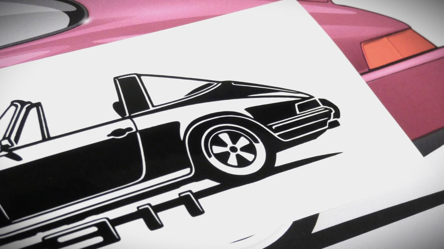 Porsche 911 Targa F Modell  Frontscheibenaufkleber Sticker Silhouette Detailansicht Heck