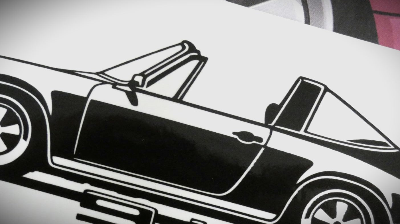 Porsche 911 Targa F Modell  Frontscheibenaufkleber Sticker Silhouette Detailansicht