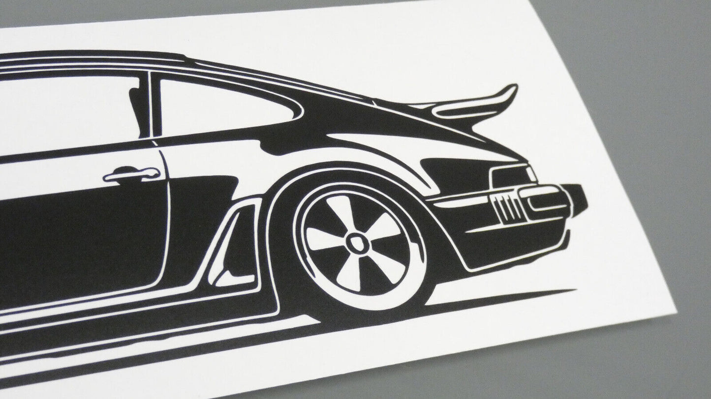 Singer Porsche 930 Turbo Aufkleber Sticker Silhouette Detailansicht Heck