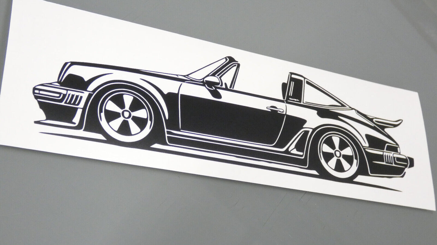 Singer Porsche 930 Turbo Targa Aufkleber Sticker Silhouette Fahrzeugseitenansicht Links