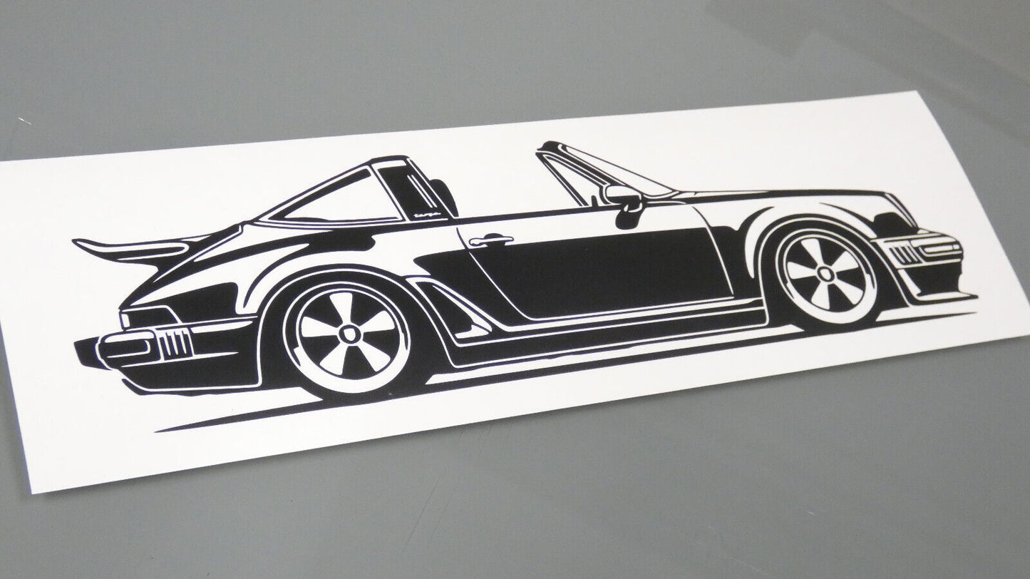Singer Porsche 930 Turbo Targa Aufkleber Sticker Silhouette Fahrzeugseitenansicht Rechts