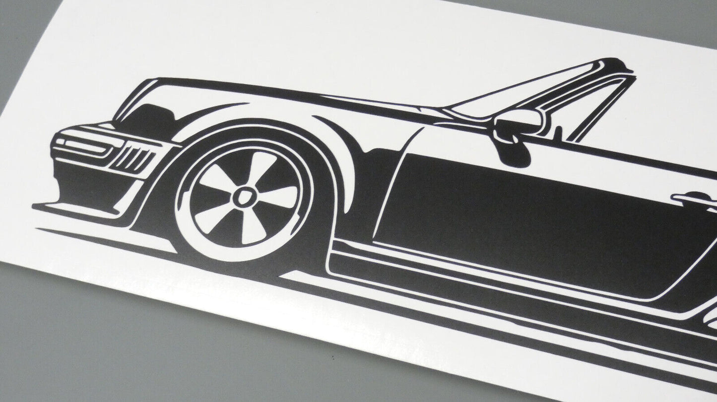 Singer Porsche 930 Turbo Targa Aufkleber Sticker Silhouette Detailansicht Front