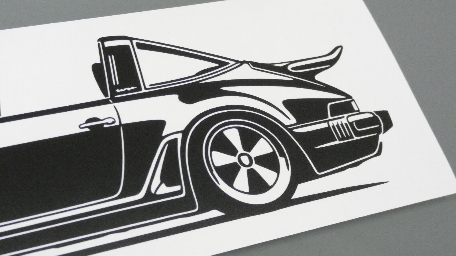 Singer Porsche 930 Turbo Targa Aufkleber Sticker Silhouette Detailansicht Heck